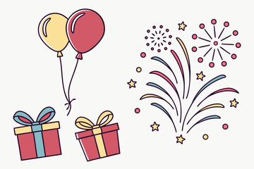 40 Festival Celebration with Balloons Gifts and Fireworks party birthday