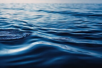 Close Up View of Blue Ocean Water Surface with Ripples and Reflections under Daylight