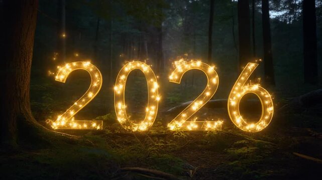 2026&rsquo; dissolving into tiny glowing particles
