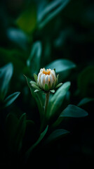 Obraz premium Daisy bud beginning to bloom in soft natural light
