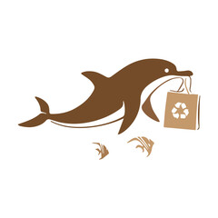 Dolphin with Recycle Bag