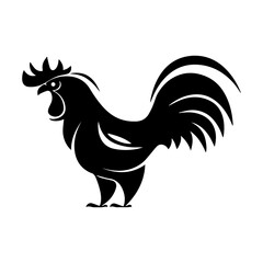 Stylized Black Rooster Graphic