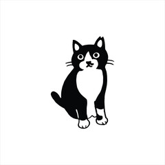 Cute tuxedo cat illustration, a charming pet for your design needs with simple drawing style and eye-catching character
