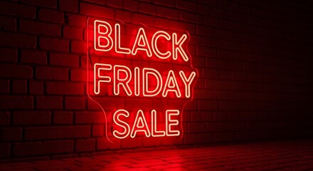 Black Friday sale promotion with vibrant neon sign display