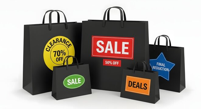 Shop amazing deals with these stylish black shopping bags