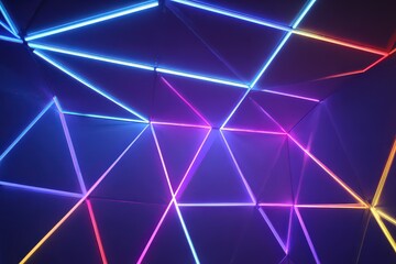 Abstract Geometric Pattern Illuminated by Multicolor LED Lights Against Dark Background