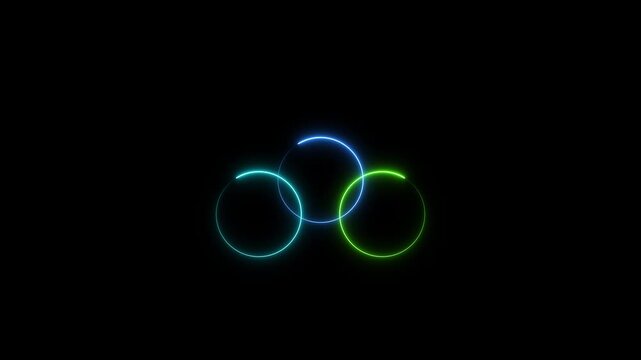 Glowing neon light circle loading icon animation.