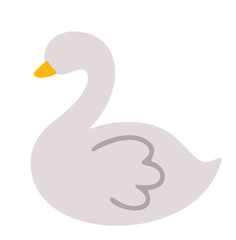 A minimalist, flat design of a white swan. Ideal for children's books, apps, or nature themes.