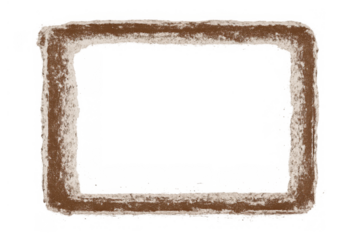 Rough brown pastel chalk rectangle frame with textured grunge drawing border using smudged art style