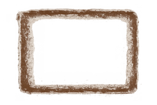 Rough brown pastel chalk rectangle frame with textured grunge drawing border using smudged art style - Powered by Adobe