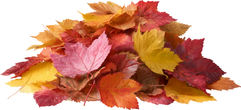 Vibrant autumn leaves in a colorful pile capture the essence of the changing season.