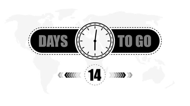 14 Days to go countdown timer icon.Minimal countdown timer animation days to go.Count time display with numbers sale, label button ,promotion clock sign business concept.