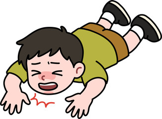 앞으로 고꾸라져 턱을 다친 아이