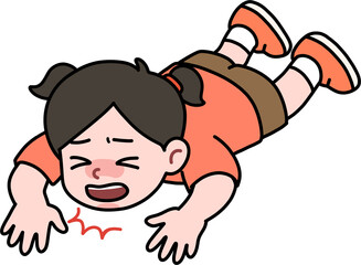 앞으로 고꾸라져 턱을 다친 아이