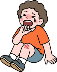 무릎이 까져서 우는 아이