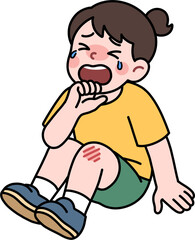 무릎이 까져서 우는 아이
