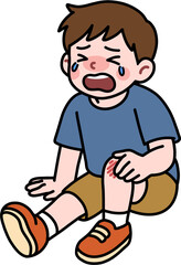 무릎이 까져서 우는 아이