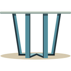 Minimalist Round Table With Four Blue Legs On A Light Brown Surface With A Subtle Shadow And Transparent Background