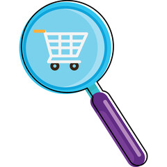 Magnifying Glass Over Shopping Cart Icon Transparent Background Search For Products Online Ecommerce Concept Illustration