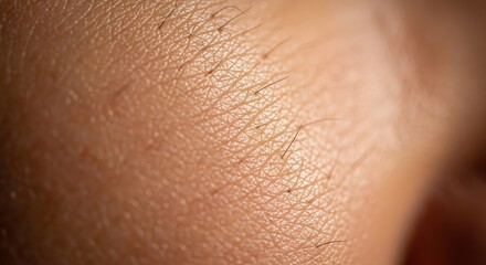 Fototapeta premium Macro View of Human Skin with Hair Follicles and Fine Texture Close Up Showing Epidermis Dermis and Subcutaneous Layers Health and Beauty Concept in Studio