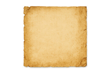 Vintage parchment paper texture with aged grunge background and burned edges on transparent background