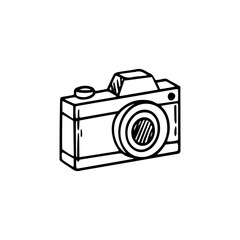 Hand drawn sketch of a camera. Vector camera icon
