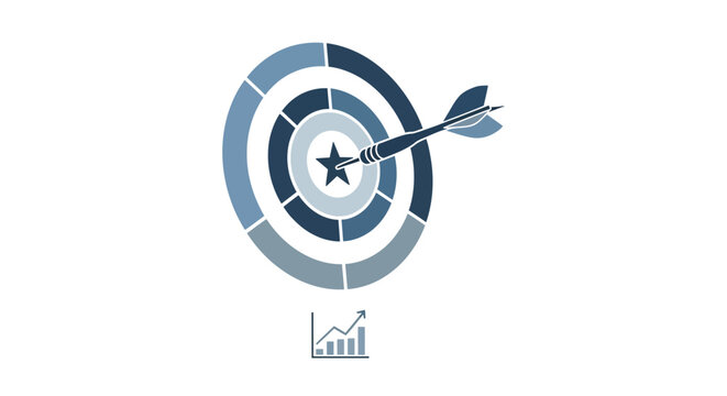 Dart hitting the center of a target with a graph below it.