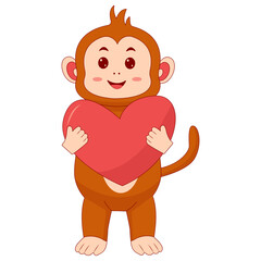 Baby Monkey Cartoon Character on White Background. Vector Illustration