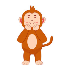 Baby Monkey Cartoon Character on White Background. Vector Illustration