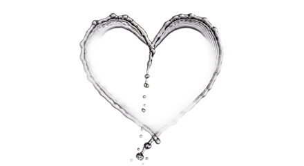 Water heart shape isolated on transparent background for valentine s day concept