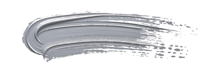  Paint gray brush stroke isolated on white background. Vector realistic illustration of a gray paint tube, glossy acrylic paint brush stroke for Your art design. 