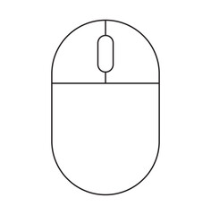 Outline of a computer mouse with two buttons and a scroll wheel icon line art