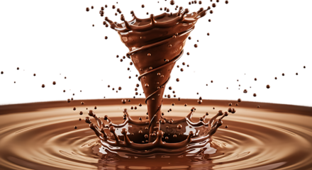 Chocolate splash with crown shape isolated on transparent background for design elements