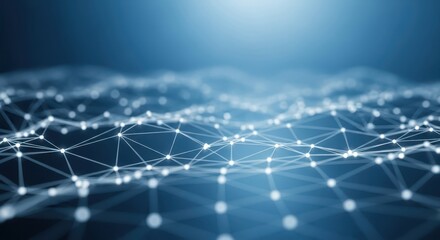 Abstract digital technology background with glowing circuit board lines and light streaks moving rapidly to the right on a gradient blue and white background, symbolizing data transfer and futuristic 