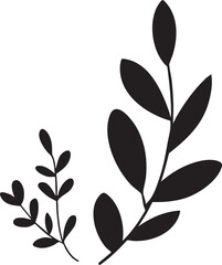 Black leaves vector illustration: botanical design element eps silhouette