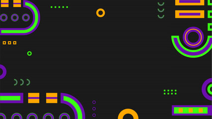 Abstract Geometric Background Dark Grey Green Orange Purple Shapes Vector Design Art