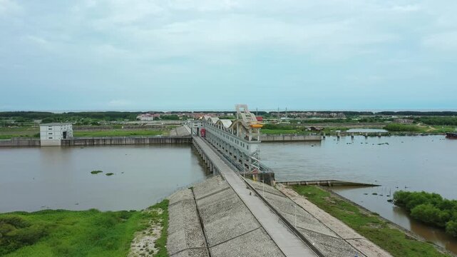 Railway Bridge Over Water in Zhanjiang China Industrial Transportation Infrastructure