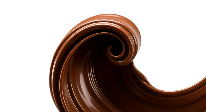Swirling chocolate cream wave isolated on transparent background for design use