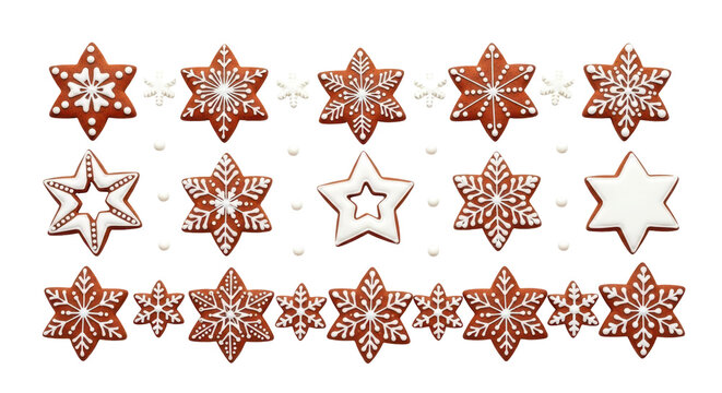 Starry Delight: An array of intricately decorated star-shaped cookies, each a masterpiece of festive baking, arranged to evoke a sense of holiday cheer.  - Powered by Adobe