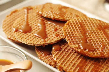 Stroopwafel, a thin, round cookie popular throughout the Netherlands