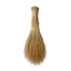 Textured Wooden Broom with Tied Handle Isolated on Transparent Background Classic Cleaning Tool