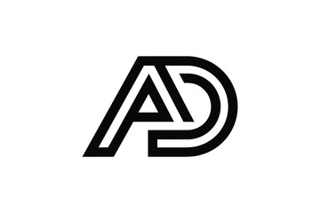A stylized logo featuring the letters a and d in a bold outlined design