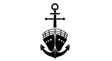 Stylized ship and anchor logo design combining maritime transport vessel and traditional naval symbol, representing travel, ocean, sea, journey, and nautical themes on a clean background.
