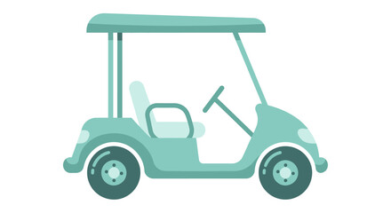 Golf cart vehicle flat design illustration isolated on white background, perfect for transportation, leisure, sports, and outdoor activity concepts, showing a modern, simple icon style.
