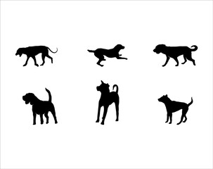 Collection of Dog Silhouette on White Background