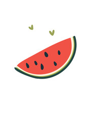 flat vector illustration of red watermelon pieces isolated