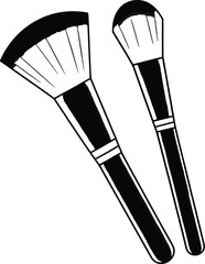 Two Makeup Brushes Black Outline Icon cosmetic beauty