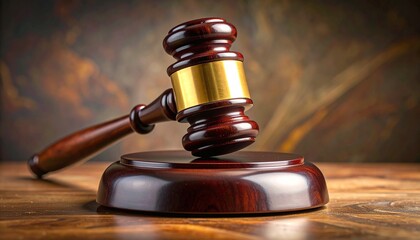 Judge’s Gavel on Sound Block with Dark Artistic Background Symbolizing Legal Authority