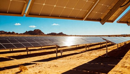 sustainable energy solution with solar panels in arid desert landscape for clean power