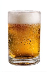 Glass Of Golden Beer With Bubbles Isolated Against White Background